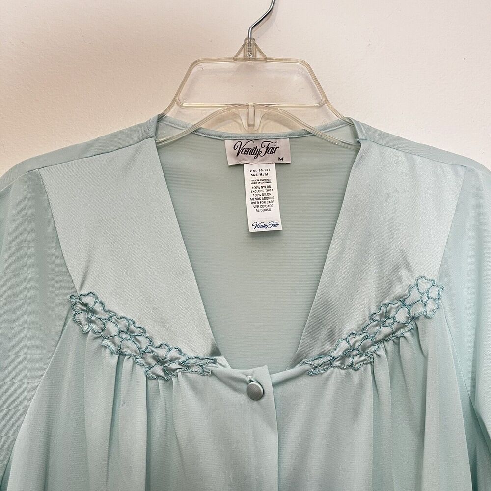 VTG Vanity Fair 90-107 Lingerie Silky Nylon Loungewear Pajama Set Azure Mist M - Picture 5 of 5